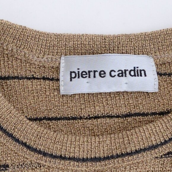 Vintage Pierre Cardin Taupe Tan Fine Knit 3D Eclectic Grandpa Crew Neck Sweater - Picture 8 of 8
